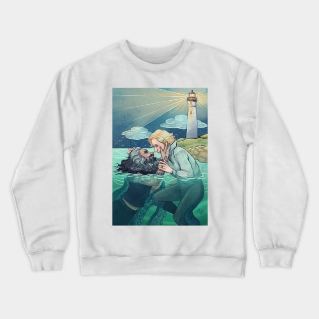 The Lighthouse and the Kraken Crewneck Sweatshirt by Molly11